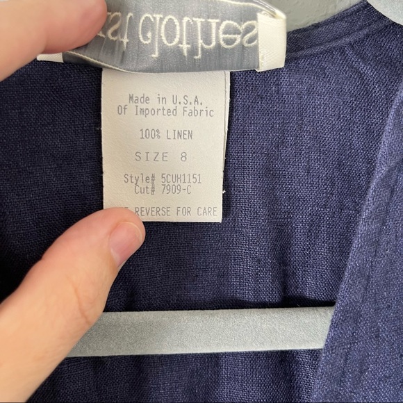 Just Clothes Vintage women’s tie back 100% linen button front top size 8 - Picture 4 of 6